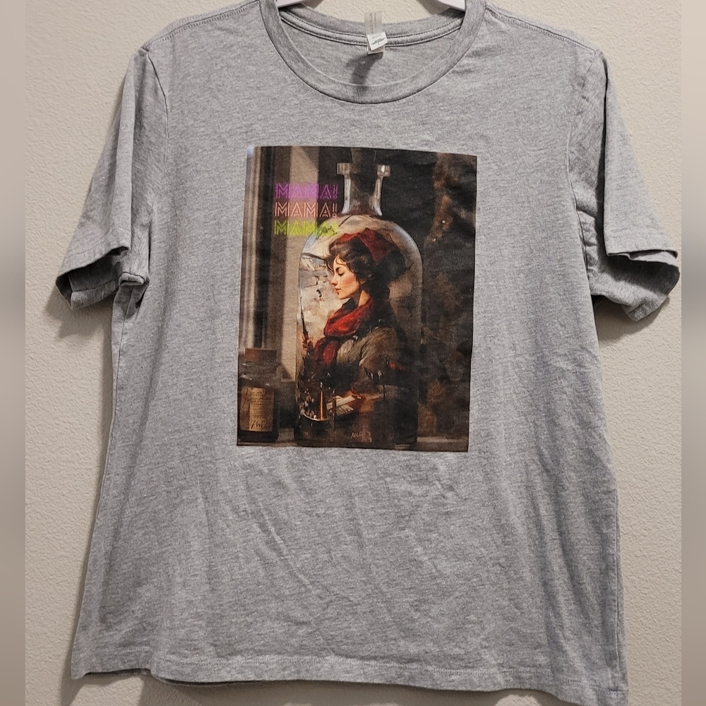 Gray Graphic T-Shirt with Artistic Print